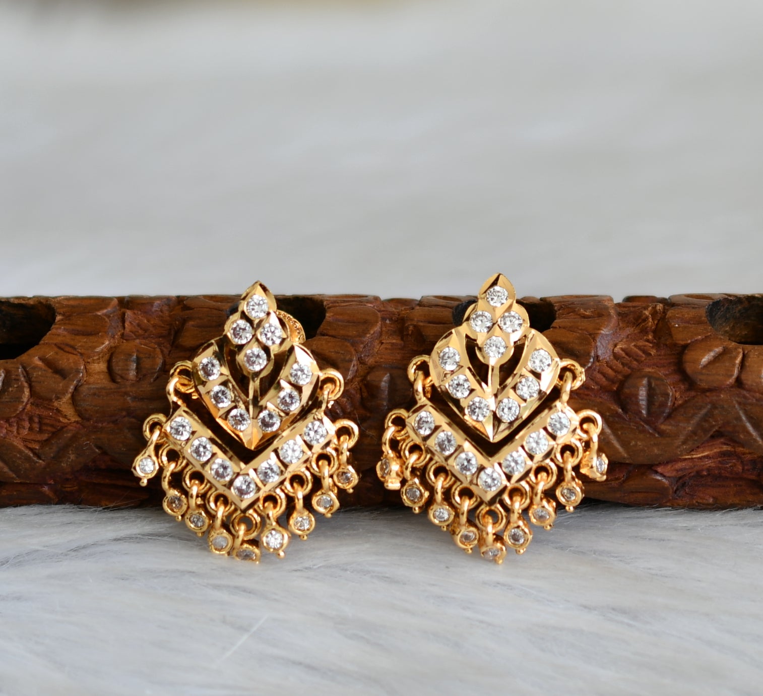 White Stone Diamond Danglers Earrings | Gemzlane